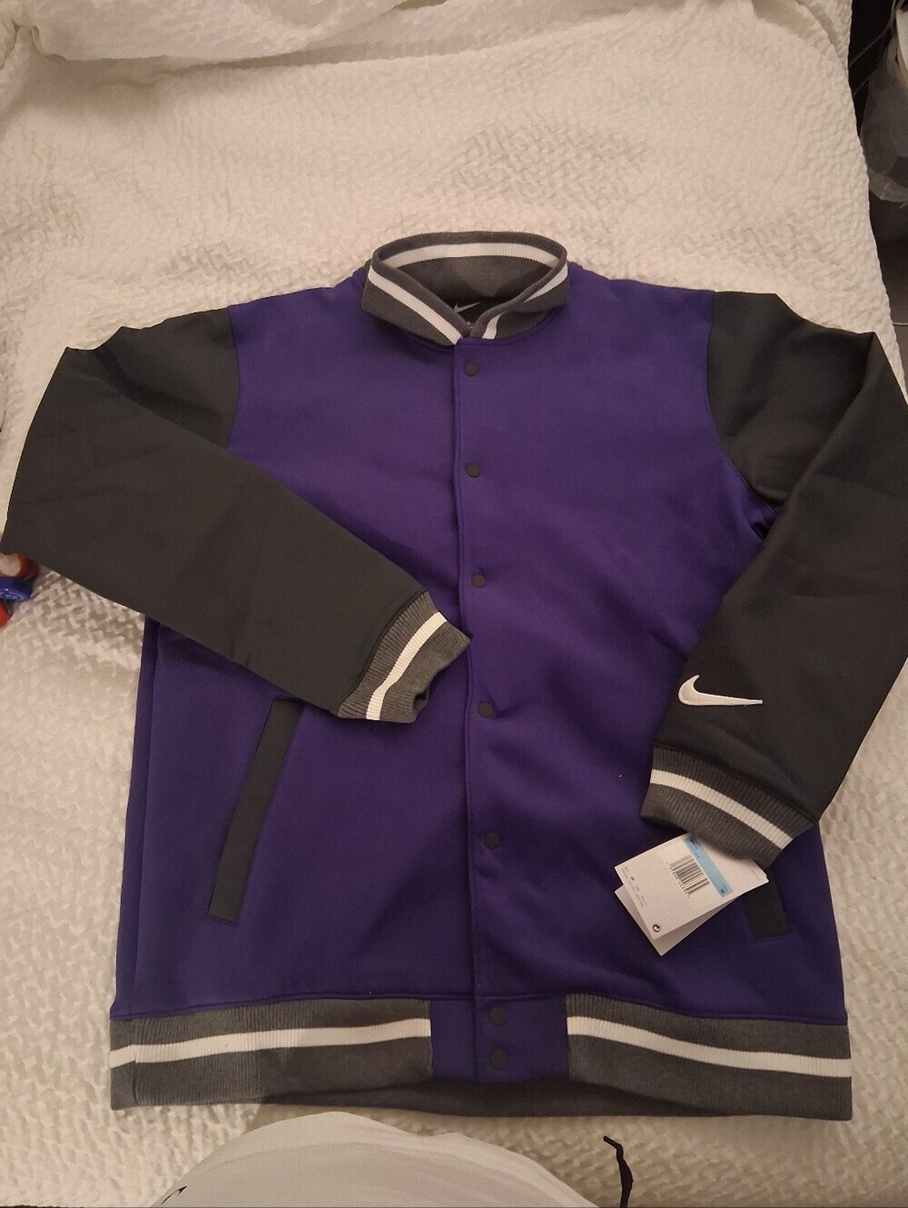 Nike Men’s Purple & Black Letterman Varsity Bomber Jacket